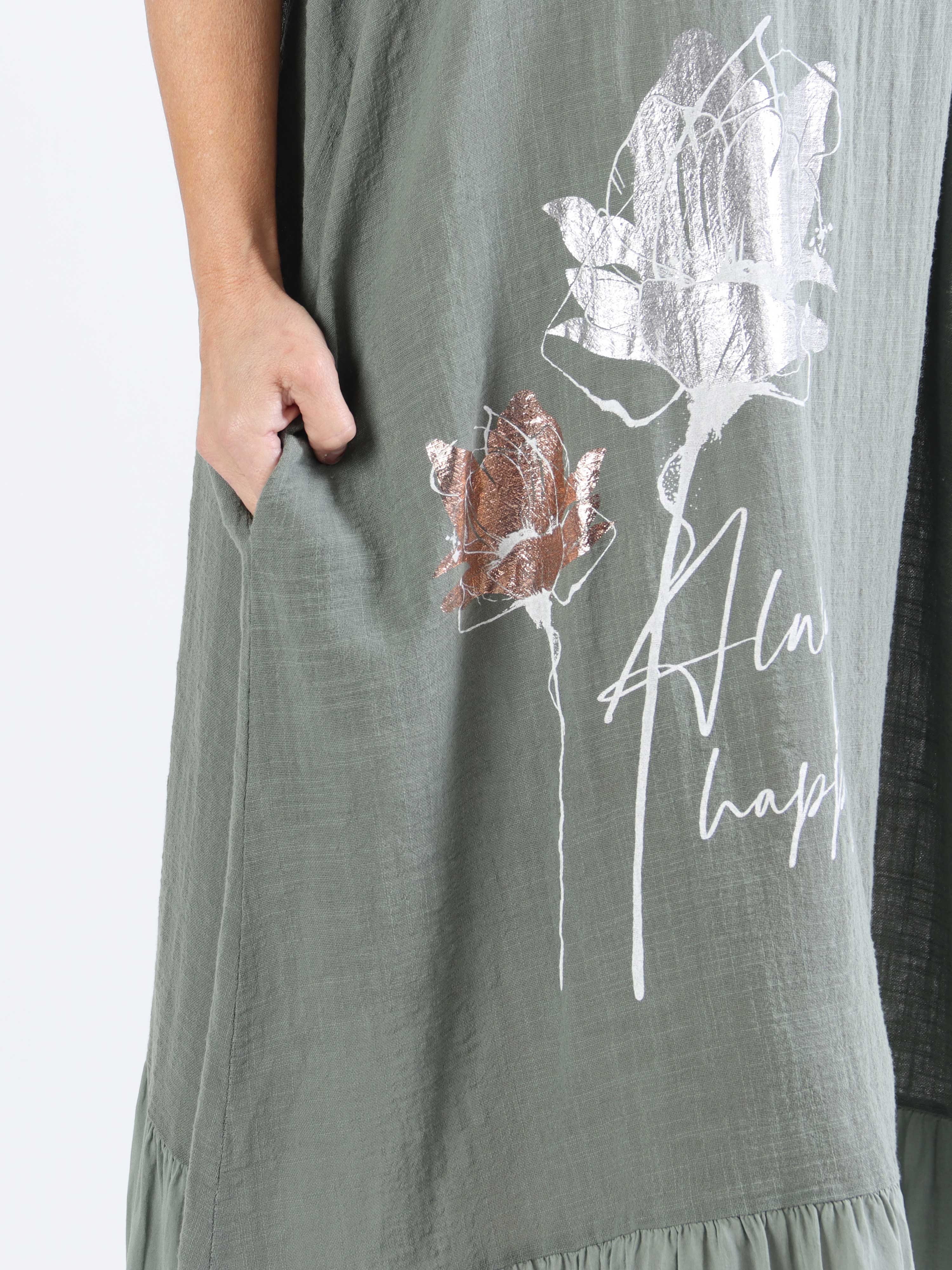 Mille - Plus size sommarklänning i linne med volang